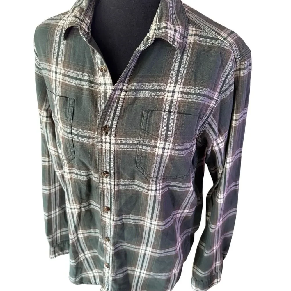 The North‎ Face Purple Label Men’s Small Plaid Flannel Button Down Shirt Green